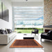 Square Abstract Red Modern Rug in a Living Room, abs1534