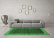 Machine Washable Abstract Emerald Green Modern Area Rugs in a Living Room,, wshabs1534emgrn