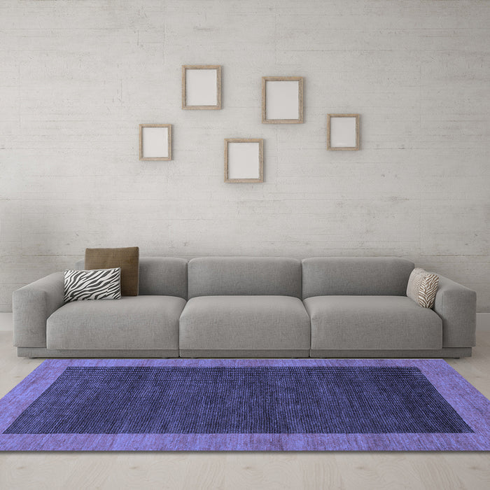 Machine Washable Abstract Blue Modern Rug in a Living Room, wshabs1534blu