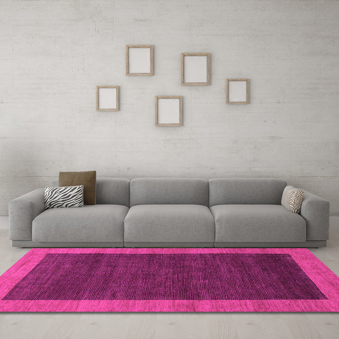 Machine Washable Abstract Pink Modern Rug in a Living Room, wshabs1534pnk