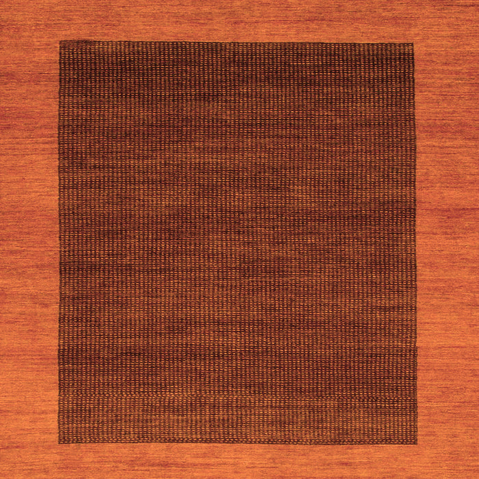 Square Machine Washable Abstract Orange Modern Area Rugs, wshabs1534org