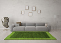 Machine Washable Abstract Green Modern Rug, wshabs1534grn