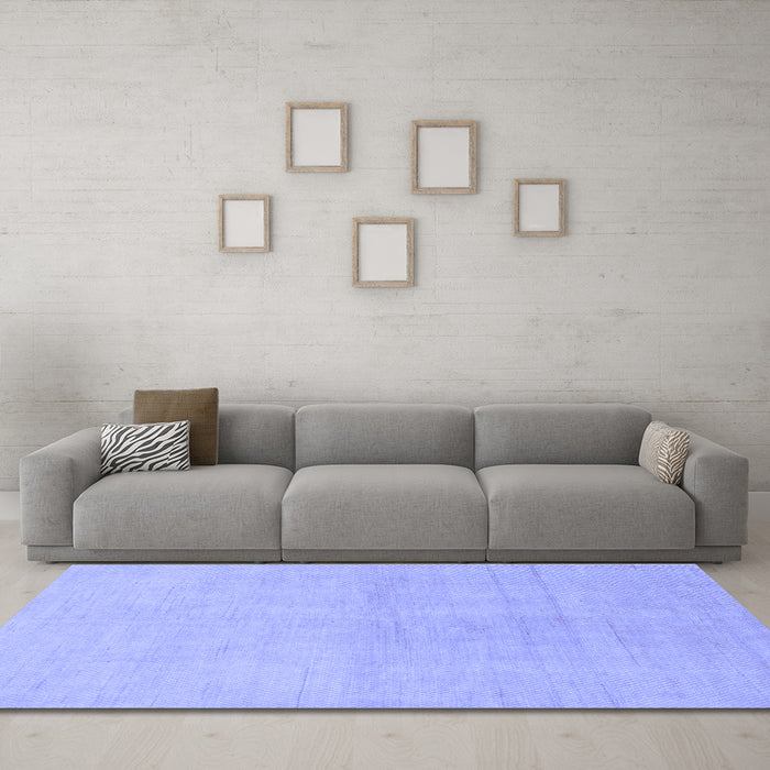 Machine Washable Solid Blue Modern Rug in a Living Room, wshabs1535blu