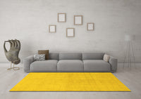 Machine Washable Solid Yellow Modern Rug, wshabs1535yw