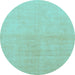 Round Machine Washable Solid Light Blue Modern Rug, wshabs1535lblu