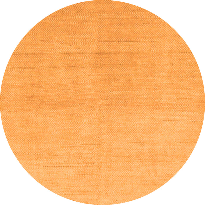 Round Machine Washable Solid Orange Modern Area Rugs, wshabs1535org