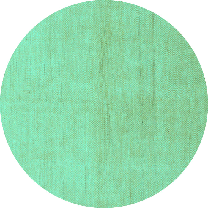 Round Machine Washable Solid Turquoise Modern Area Rugs, wshabs1535turq