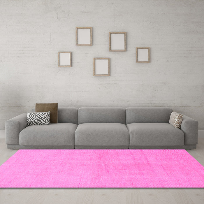 Machine Washable Solid Pink Modern Rug in a Living Room, wshabs1535pnk