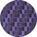 Round Checkered Blue Modern Rug, abs1536blu