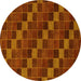 Round Checkered Yellow Modern Rug, abs1536yw