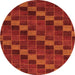 Round Machine Washable Checkered Orange Modern Area Rugs, wshabs1536org