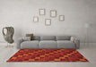 Machine Washable Checkered Orange Modern Area Rugs in a Living Room, wshabs1536org