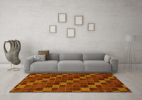 Machine Washable Checkered Yellow Modern Rug, wshabs1536yw