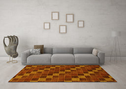 Machine Washable Checkered Yellow Modern Rug in a Living Room, wshabs1536yw