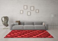 Machine Washable Checkered Red Modern Rug, wshabs1536red