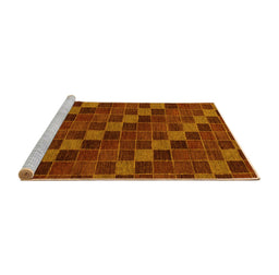 Sideview of Machine Washable Checkered Yellow Modern Rug, wshabs1536yw