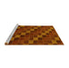 Sideview of Machine Washable Checkered Yellow Modern Rug, wshabs1536yw