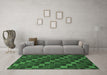 Machine Washable Checkered Emerald Green Modern Area Rugs in a Living Room,, wshabs1536emgrn