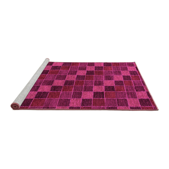 Sideview of Machine Washable Checkered Pink Modern Rug, wshabs1536pnk