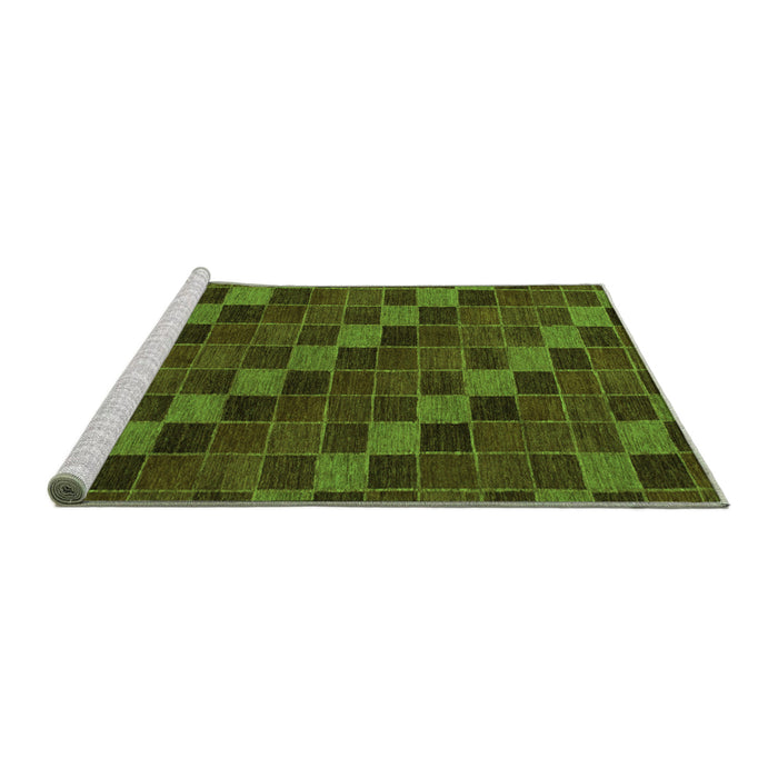 Sideview of Machine Washable Checkered Green Modern Area Rugs, wshabs1536grn