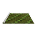 Sideview of Machine Washable Checkered Green Modern Area Rugs, wshabs1536grn