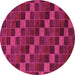 Round Checkered Pink Modern Rug, abs1536pnk