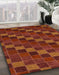 Abstract Red Checkered Rug in Family Room, abs1536