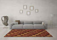 Machine Washable Checkered Brown Modern Rug, wshabs1536brn