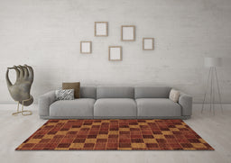 Machine Washable Checkered Brown Modern Rug in a Living Room,, wshabs1536brn