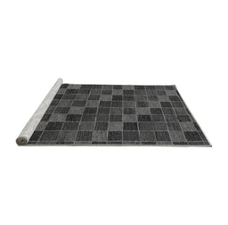 Sideview of Machine Washable Checkered Gray Modern Rug, wshabs1536gry