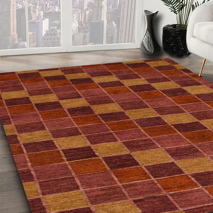 Machine Washable Abstract Tomato Red Rug in a Family Room, wshabs1536