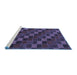 Sideview of Machine Washable Checkered Blue Modern Rug, wshabs1536blu