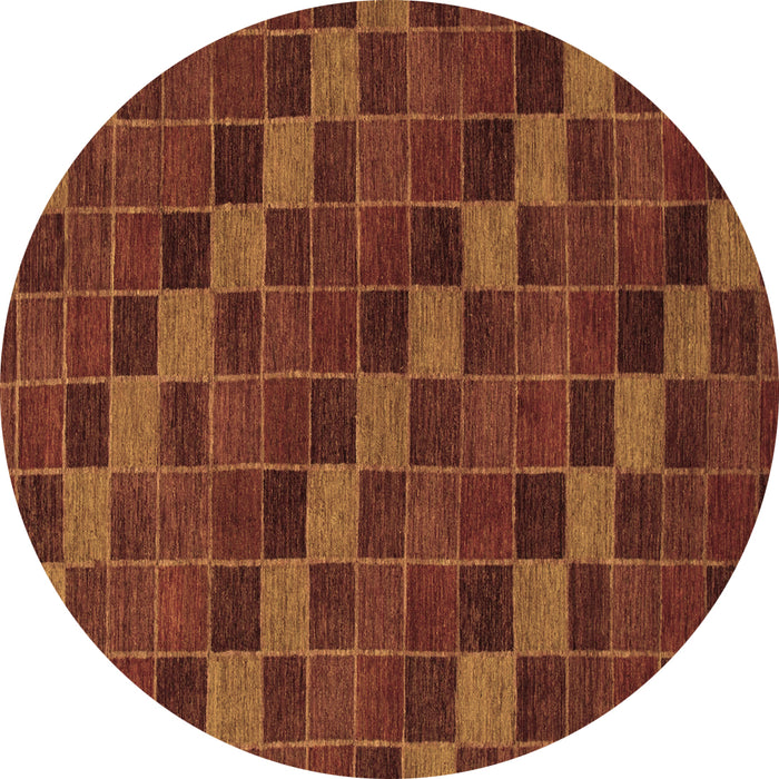 Round Checkered Brown Modern Rug, abs1536brn