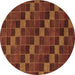 Round Checkered Brown Modern Rug, abs1536brn