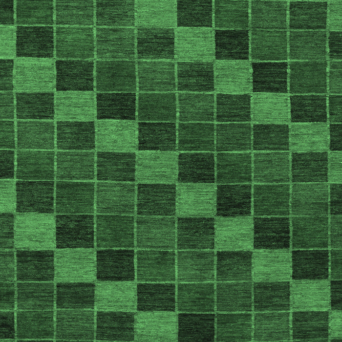 Machine Washable Checkered Emerald Green Modern Area Rugs, wshabs1536emgrn
