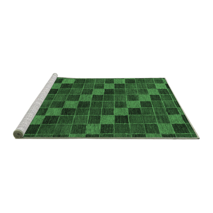 Sideview of Machine Washable Checkered Emerald Green Modern Area Rugs, wshabs1536emgrn