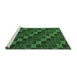 Sideview of Machine Washable Checkered Emerald Green Modern Area Rugs, wshabs1536emgrn