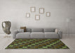 Machine Washable Checkered Turquoise Modern Area Rugs in a Living Room,, wshabs1536turq