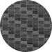 Round Machine Washable Checkered Gray Modern Rug, wshabs1536gry