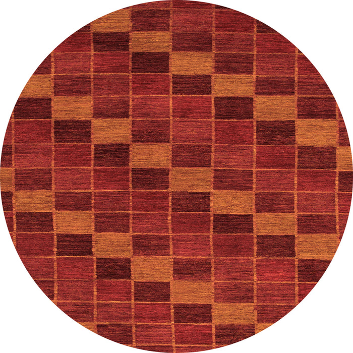 Round Checkered Orange Modern Rug, abs1536org