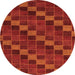 Round Checkered Orange Modern Rug, abs1536org