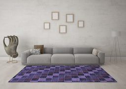 Machine Washable Checkered Blue Modern Rug in a Living Room, wshabs1536blu