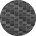 Round Checkered Gray Modern Rug, abs1536gry