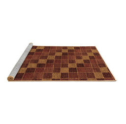 Sideview of Machine Washable Checkered Brown Modern Rug, wshabs1536brn