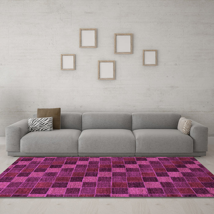 Machine Washable Checkered Purple Modern Area Rugs in a Living Room, wshabs1536pur