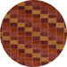 Round Abstract Red Checkered Rug, abs1536