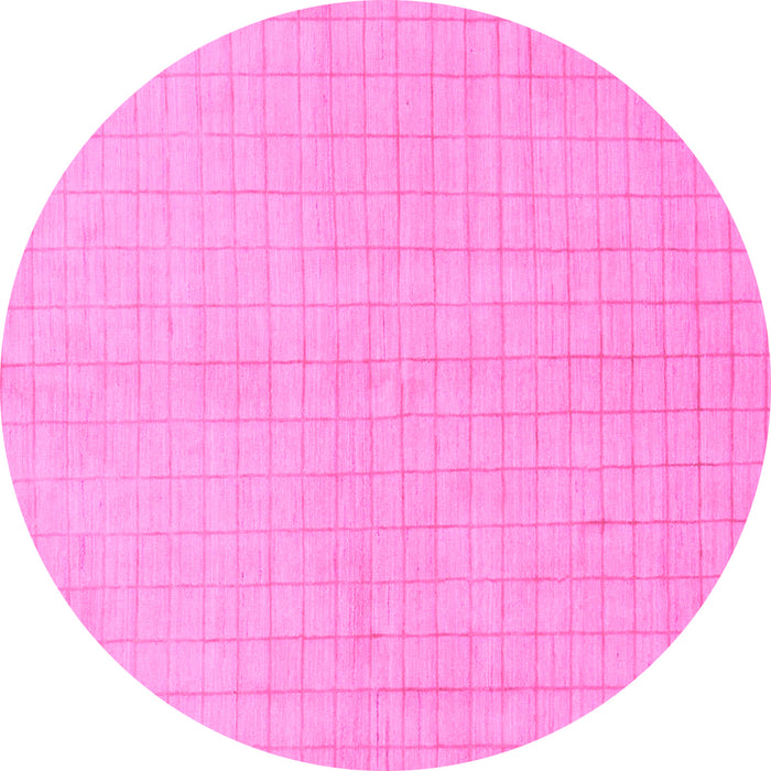 Round Machine Washable Solid Pink Modern Rug, wshabs1537pnk