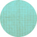 Round Machine Washable Solid Light Blue Modern Rug, wshabs1537lblu