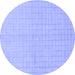 Round Machine Washable Solid Blue Modern Rug, wshabs1537blu