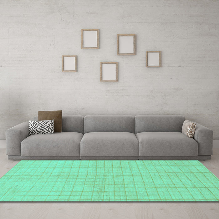 Machine Washable Solid Turquoise Modern Area Rugs in a Living Room,, wshabs1537turq